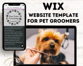 Wix Website Template for Dog Groomers Customizable Editable Professional Modern Pet Grooming Business Bundle Mobile Pet Grooming Web Design