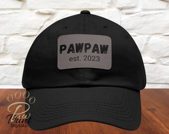 Pawpaw Hat Gift Established 2024 Personalized Year Dad Hat Pawpaw Father's Day Gift Unique Dog Dad Gift Est 2024 Leather Patch Dog Dad Hat