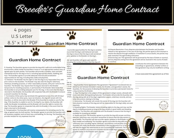 Guardian Home Contract Template for Breeders Customizable Editable with Canva Guardian Family Puppy Contract Dog Breeding Program Dog Forms