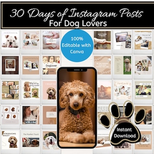 30 Days Instagram Posts Pet Lovers Instagram Posts Editable Instagram Posts Dogs Dog Lovers Instagram Dogs Social Media Post Dog Posts Insta