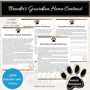 Guardian Home Contract Template for Breeders Customizable Editable with Canva Guardian Family Puppy Contract Dog Breeding Program Dog Forms