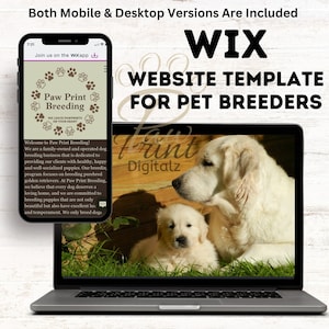 Wix Website Template for Dog Breeders, Customizable Editable Professional Aesthetic Modern Pet Breeding Business, Mobile and Desktop Layouts