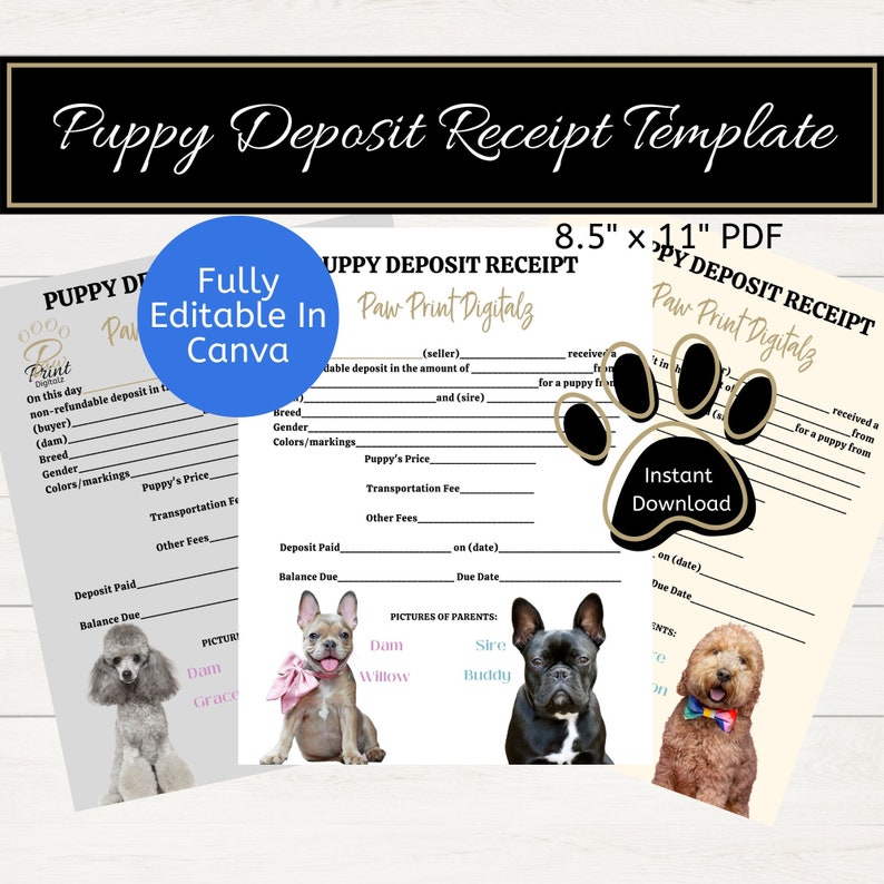 Breeder Puppy Deposit Receipt Template Breeder Starter Pack Breeding