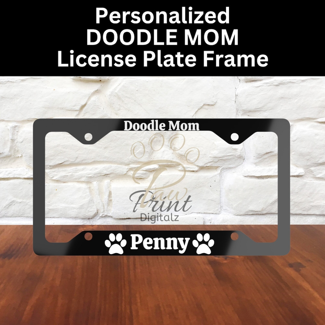 Personalized Doodle Mom License Plate Frame, Custom Doodle Mom License