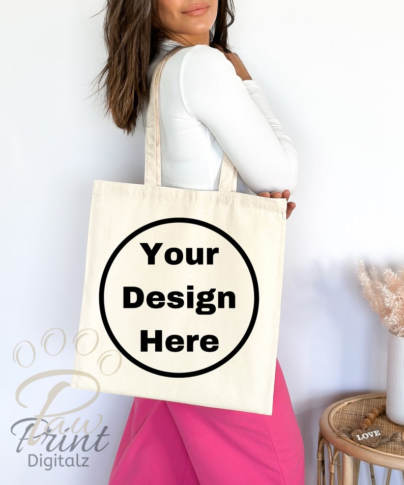 Custom Business Logo Tote Bag/ Personalized Canvas Tote Bag/ Puppy Go