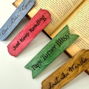 Engraved Wood Bookmark Set: Reader Gift