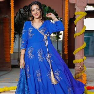 Blue Anarkali Kurtis Etsy