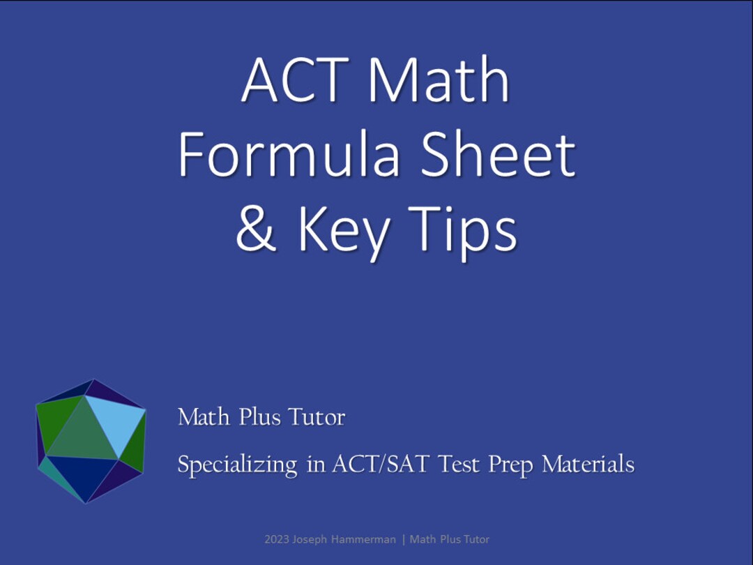 Act math formula sheet key tips etsy