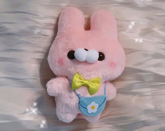 Fluffy Kawaii Flower Bunny Rabbit Cute Soft Plushie | Pink Blush Toy Stuffed Animal Gift for Her | Gift for Best Friend