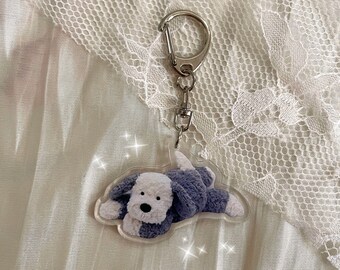 Kawaii Plushie Puppy Acrylic Keychain | Cute Sheep Dog Charm Accessory
