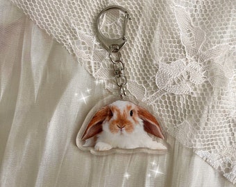 Kawaii Lop Kanin Akryl Nyckelring | Söt Estetisk Djurberlock | Realistiska Husdjurstillbehör Presenter till Henne