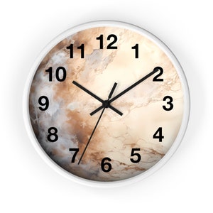 Wall Clock stone light brown color plate marble , gift, home, office