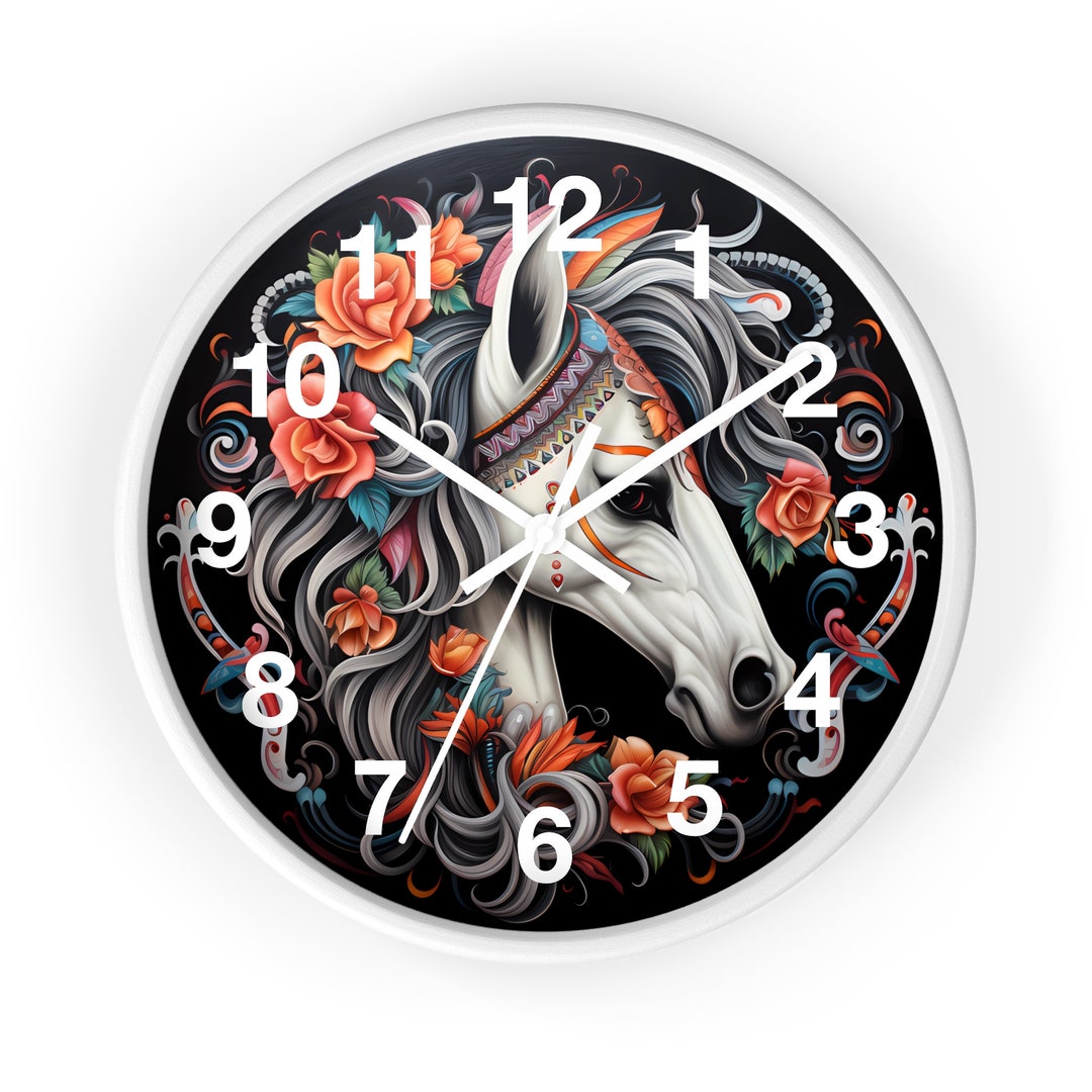 Wall Clock Day of the Dead Horse Head Cartoon Style Gift - Etsy