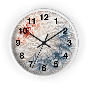 Wall Clock feathers circle , white , gift, home, office