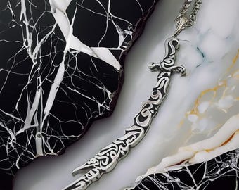Silver Zulfiqar sword necklace