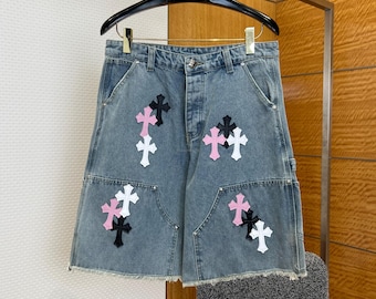 CH Cross embroidered denim shorts