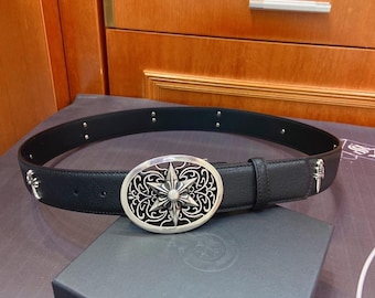 Chrome Hearts Star Buckle Mens Belt In Black 34-36” Waist Size 38