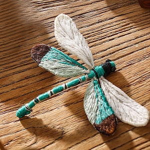 Full embroidery kit. Insect DIY beginner hoop art craft. Adult anxiety/stress relief dragonfly gift