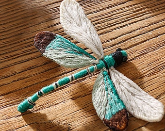 Full embroidery kit. Insect DIY beginner hoop art craft. Adult anxiety/stress relief dragonfly gift