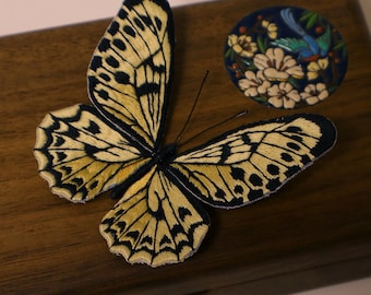 3D Embroidery Butterfly Brooch Kit, Yellow Black Nature Craft (Beginner)