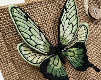 Green Butterfly Embroidery Kit for Beginners, DIY Hand Embroidery Hoop Craft Gift