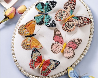 Full embroidery kit. Insect DIY beginner hoop art craft. Adult anxiety/stress relief butterfly gift