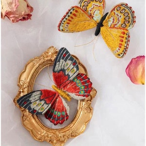 Full embroidery kit. Insect DIY beginner hoop art craft. Adult anxiety/stress relief butterfly gift image 7