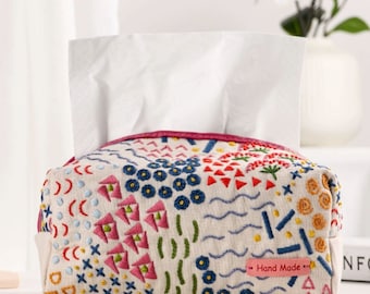 Paper Box Embroidery Kit: DIY Craft with Tutorial