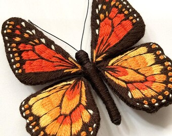 Black-veined Golden Butterfly Embroidery Kit: DIY Insect Hoop Art for Beginners