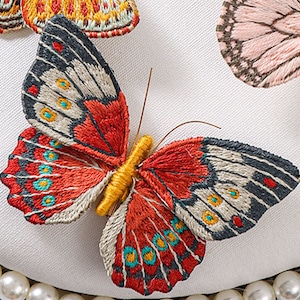 Full embroidery kit. Insect DIY beginner hoop art craft. Adult anxiety/stress relief butterfly gift E