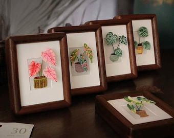 Botanical Embroidery Art Kit, Mini Plant Embroidery Frame Set, DIY Houseplant Wall Decor, Handmade Botanical Needlework Gift