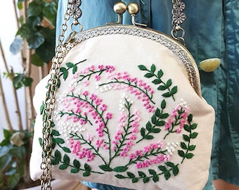 Vintage Handbag Embroidery Kit - DIY Craft Kit with All Materials and Tutorial For Beginner