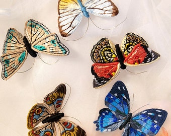 Five Styles Butterfly Embroidery Brooch Kit for Beginners, DIY Hand Embroidery Hoop Craft Gift