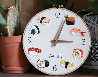 Embroidery clock Embroidery Kit - DIY Craft Kit with All Materials and Tutorial For Beginner