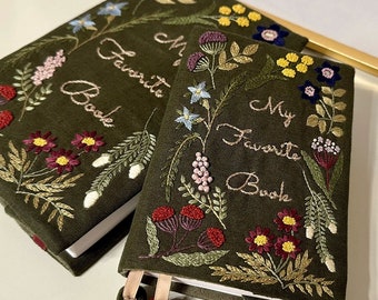 Embroidered book cover Embroidery Kit - DIY Craft Kit with All Materials and Tutorial For Beginner - Handmade gift - book lover gift