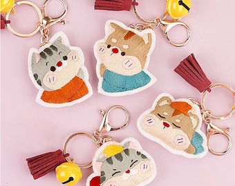 Animal Embroidery Keychain Kit: Beginner DIY Craft with Tutorial