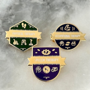 Therapy enamel pins, physical/occupational/speech therapy, healthcare pride appreciation / PT, OT, SLP student graduation gifts