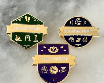 Stylish custom enamel pins / physical, occupational, speech therapy / jacket backpack flair / unique novelty gift / healthcare pride