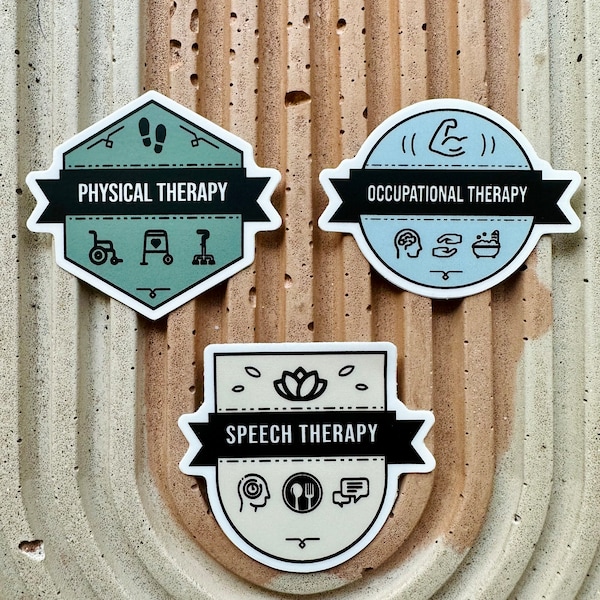 Physical/Occupational/Speech Therapy Sticker for mug/bottle, pt/ot/slp pride badges, medical/hospital humor, therapist appreciation