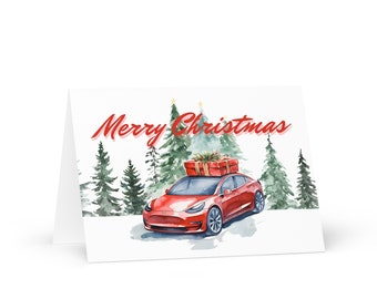 Model 3 Christmas Card - Dual Motor EV Enthusiast, Funny Greeting (5x7)