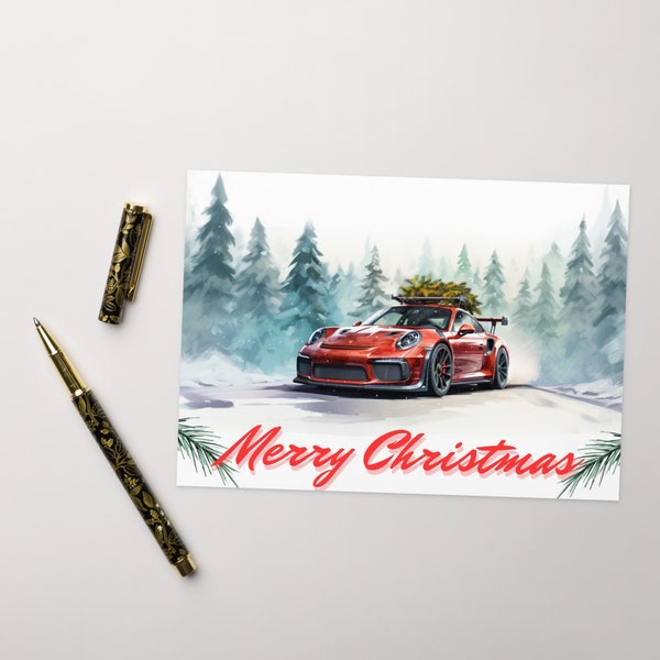 991 GT3RS Carrera Card - Christmas Card, Holiday, New Years, Xmas Greeting Card 5"x7"