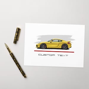 Cayman GT4 Enthusiast Card - Car Valentine’s Day, Anniversary, Wedding, Funny, Birthday, Custom Greeting Card 5"x7", Father's Day Card
