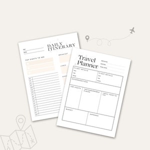 Minimalist 5-Page Printable Travel Planner | Daily Itinerary & Packing List | 8.5 x 11