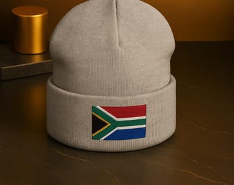 South African Flag Embroidered Cuffed Beanie