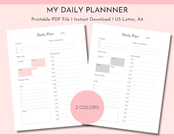 My Daily Planner, Daily Planner Printable, Productivity Planner, Daily Schedule, Undated Daily Planner, Personal Planner, Everyday Planner