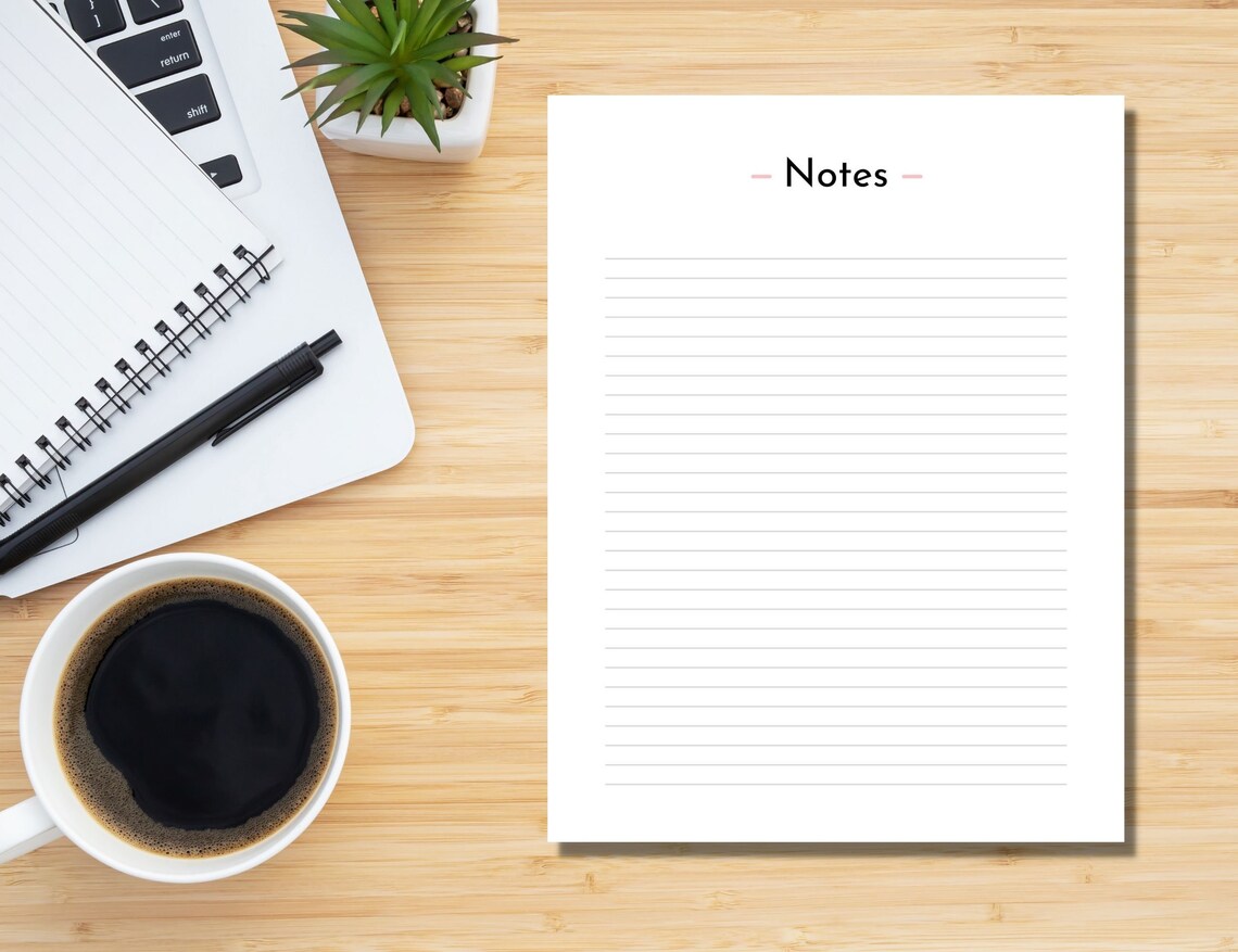 Notes Page Printable, Printable Notes, Lined Note Printable, Lined Note ...