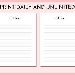 Notes Page Printable, Printable Notes, Lined Note Printable, Lined Note ...