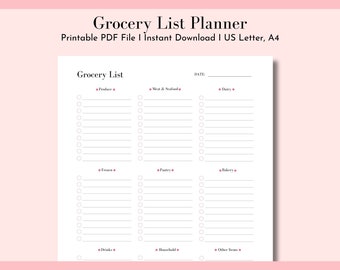 Lista de planejador de compras, lista de compras para imprimir, modelo de compras para imprimir, planejador de compras, planejador de compras de alimentos, lista de compras