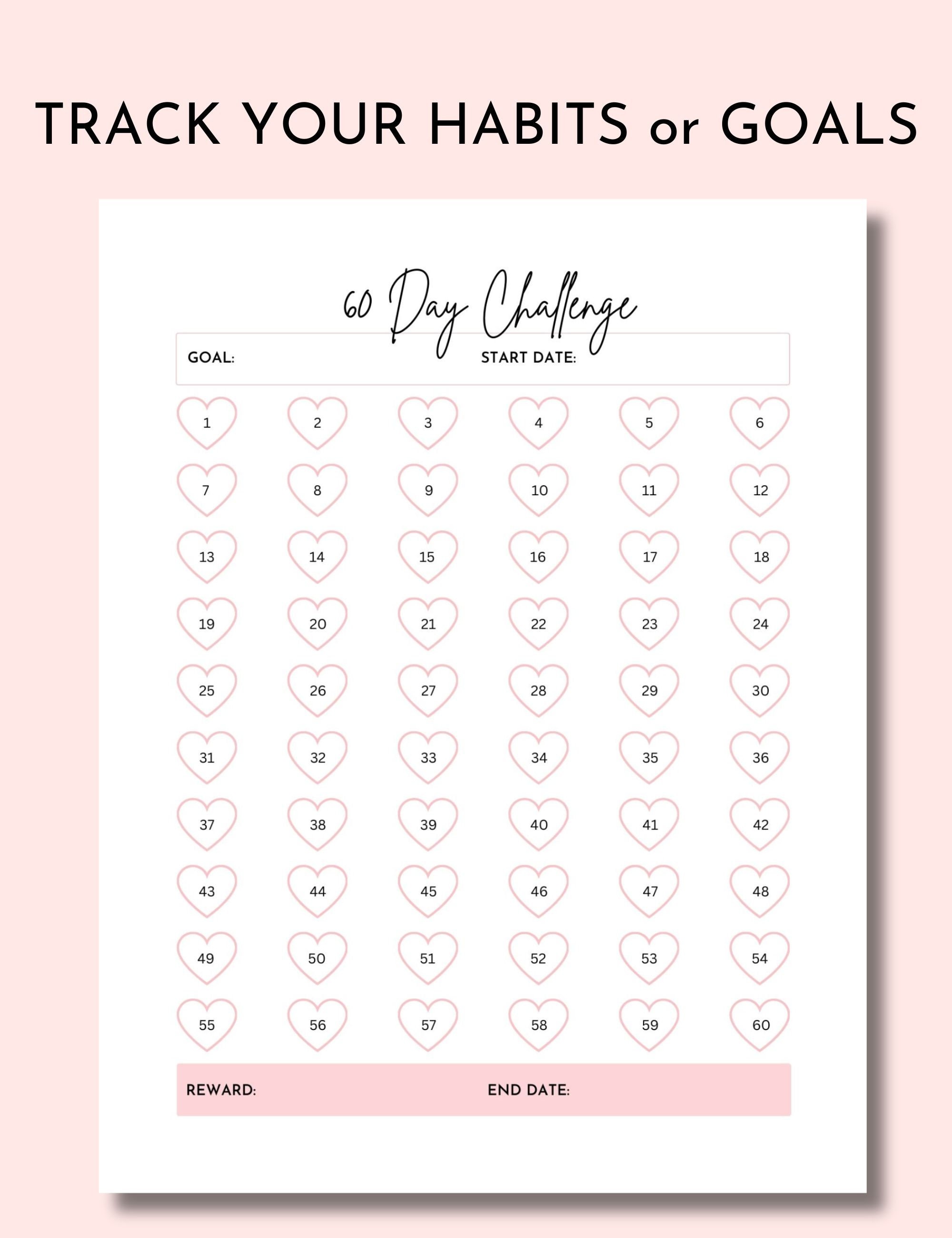 60 Day Challenge Printable, 60 Day Challenge Tracker, Habit Building ...