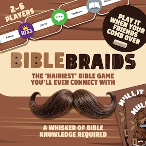 Trenzas Bíblicas: un juego de cartas bíblicas de ritmo rápido con conexiones peludas que ya requiere un poco de conocimiento. De 2 a 6 jugadores de 8 años en adelante.